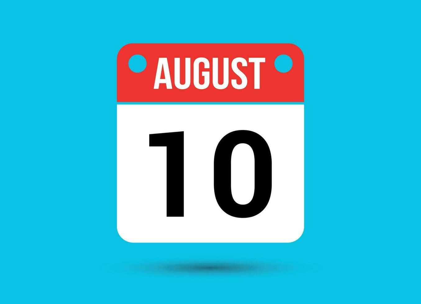 August 10 Calendar Date Flat Icon Day 10 Vector Illustration