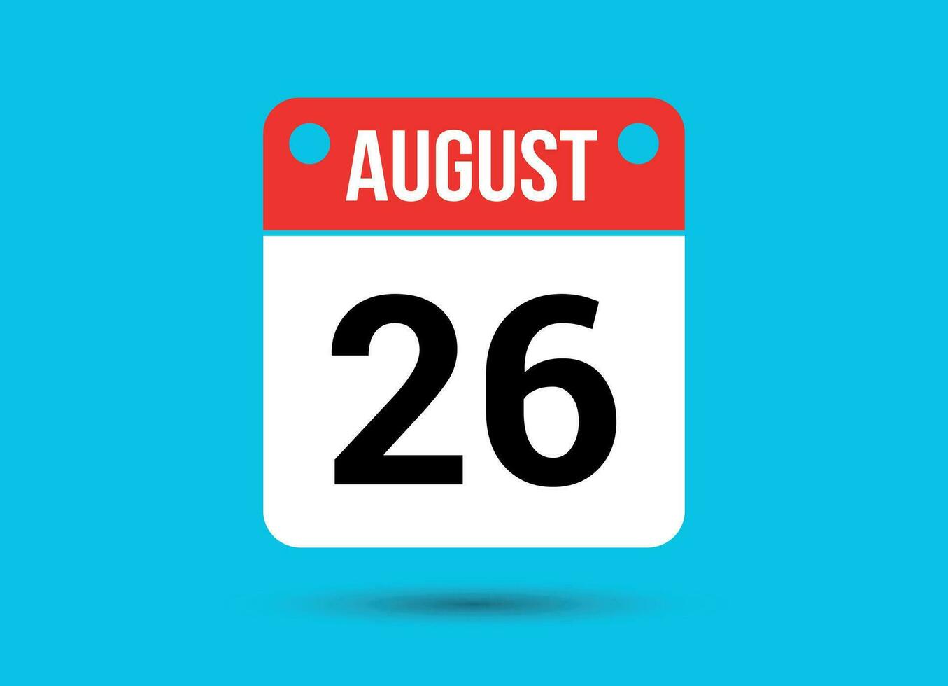 August 26 Calendar Date Flat Icon Day 26 Vector Illustration