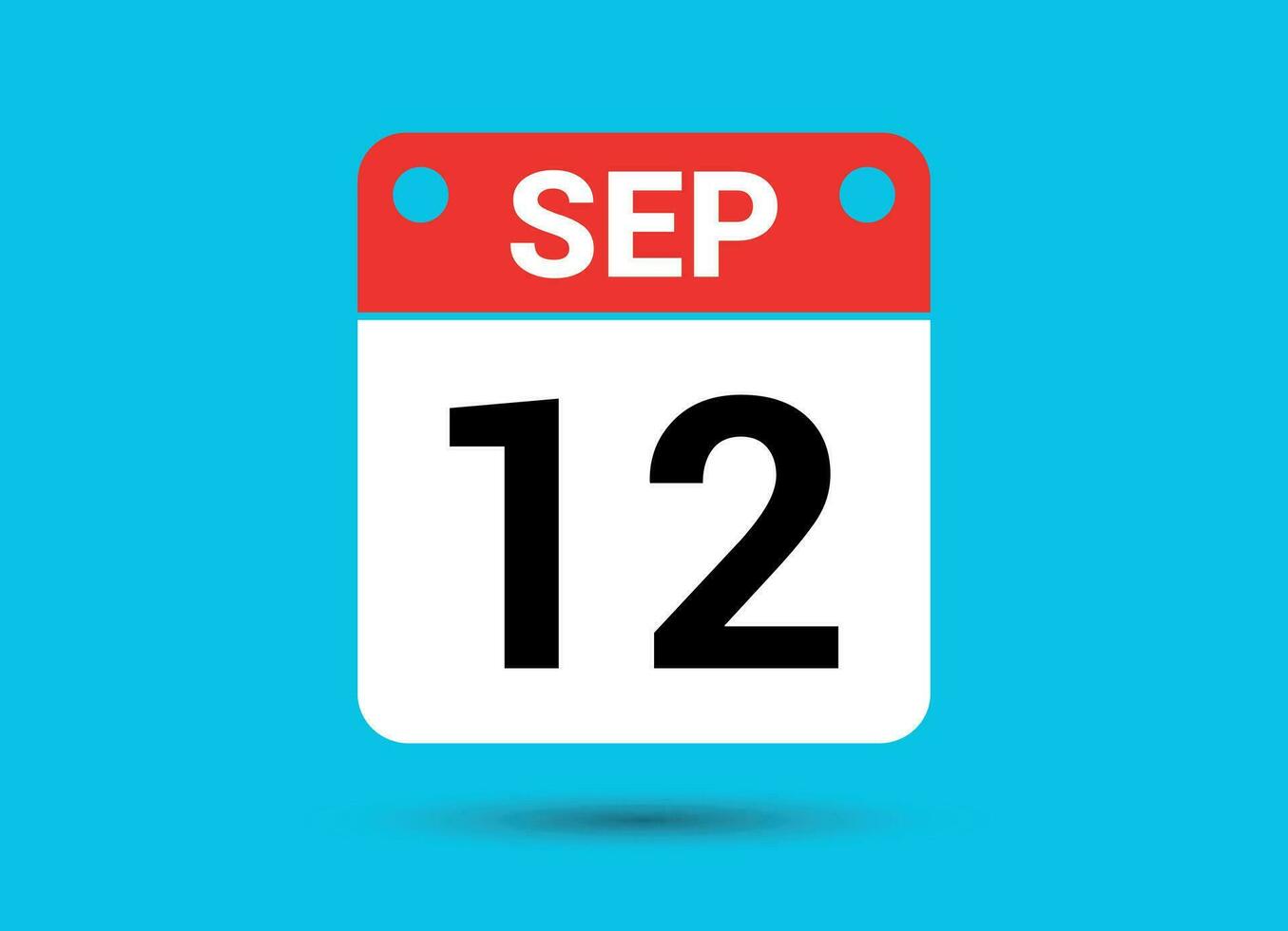 September 12 Calendar Date Flat Icon Day 12 Vector Illustration