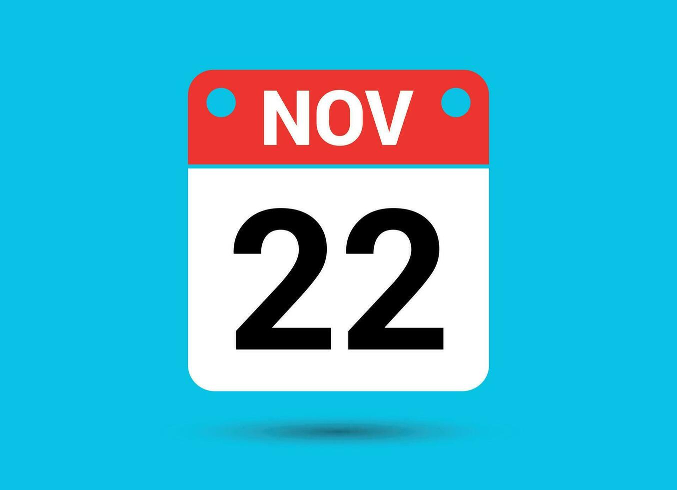 November 22 Calendar Date Flat Icon Day 22 Vector Illustration
