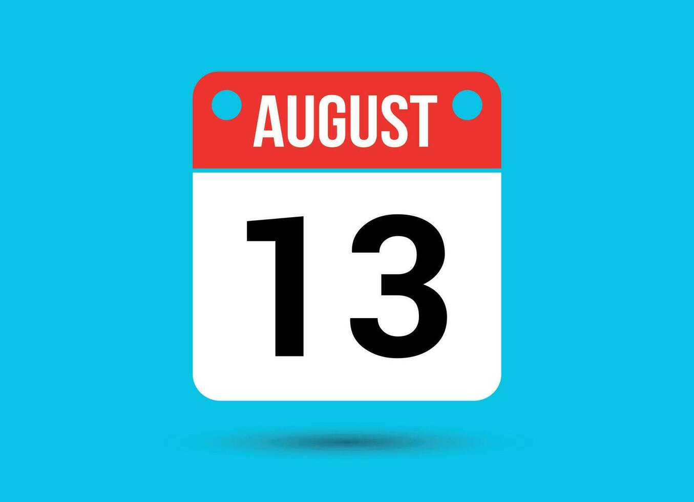 agosto 13 calendario fecha plano icono día 13 vector ilustración