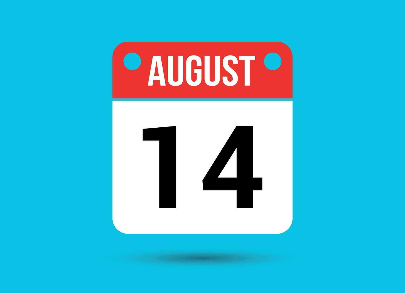 August 14 Calendar Date Flat Icon Day 14 Vector Illustration