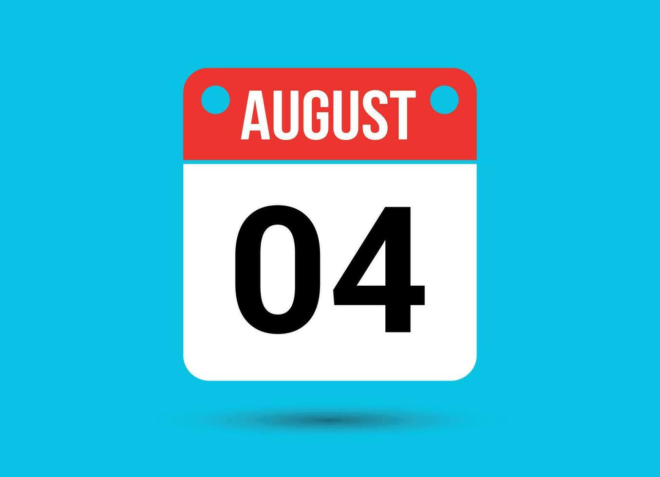 August 4 Calendar Date Flat Icon Day 4 Vector Illustration