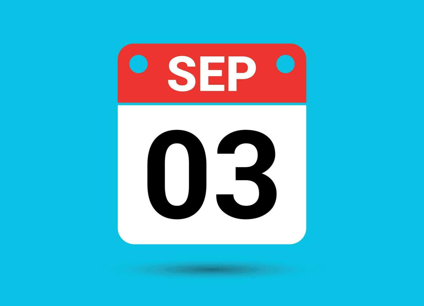 September 3 Calendar Date Flat Icon Day 3 Vector Illustration