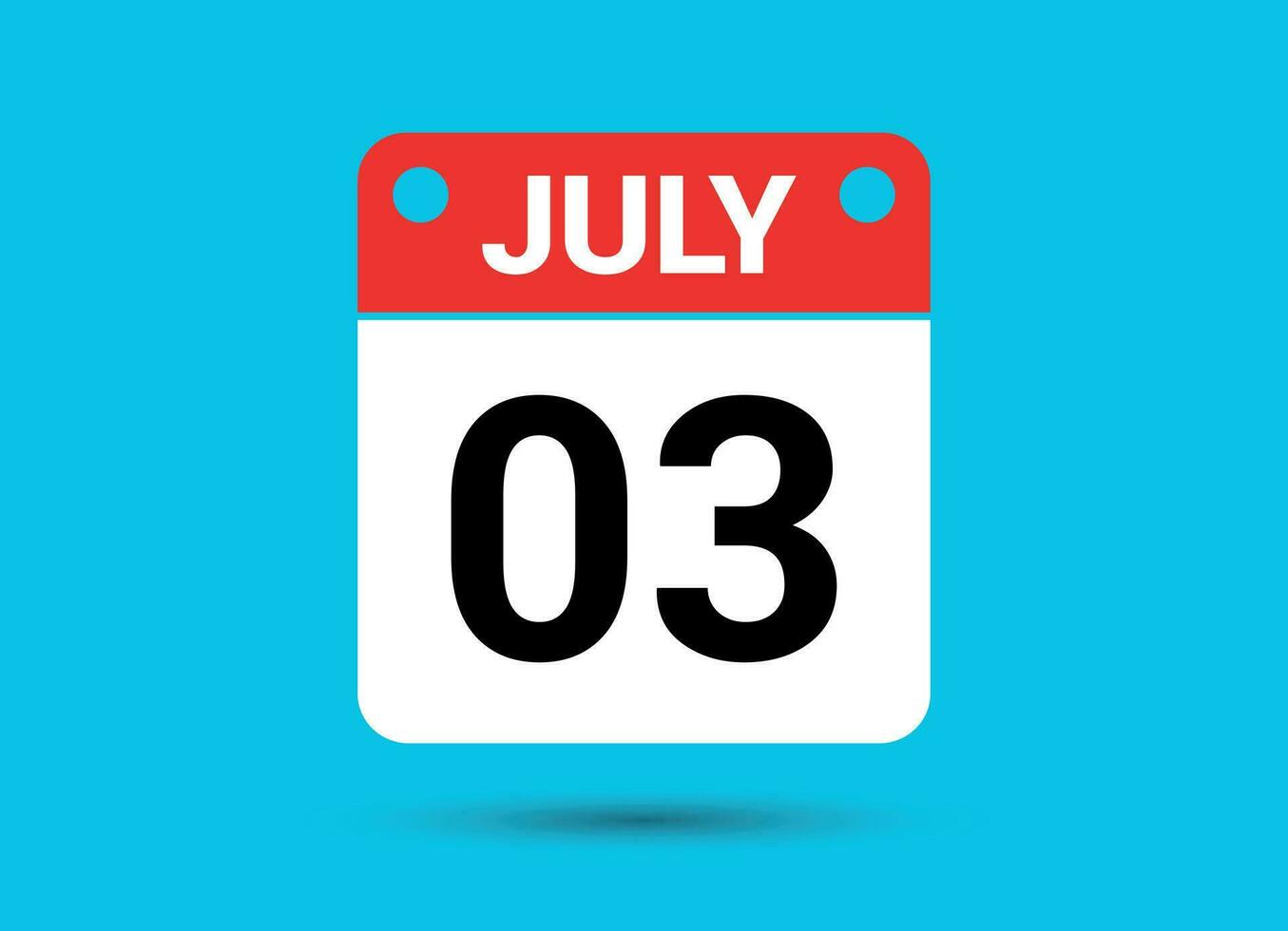 July 3 Calendar Date Flat Icon Day 3 Vector Illustration