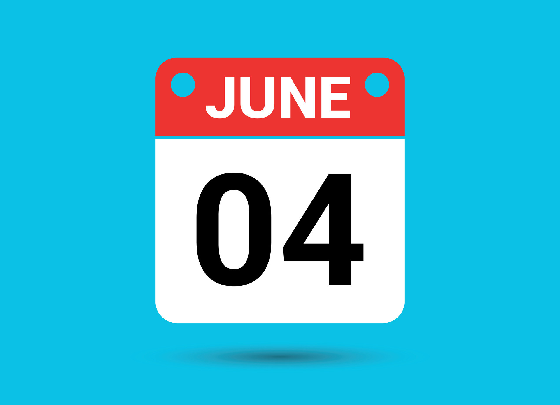 June 4 Calendar Date Flat Icon Day 4 Vector Illustration 34900086