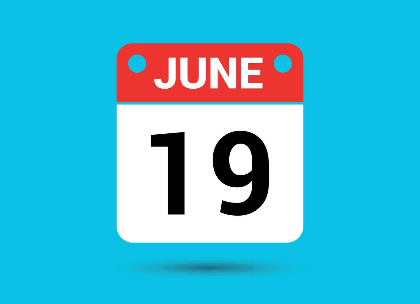 June 19 Calendar Date Flat Icon Day 19 Vector Illustration