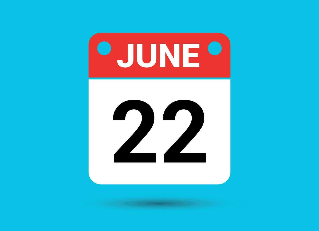 June 22 Calendar Date Flat Icon Day 22 Vector Illustration