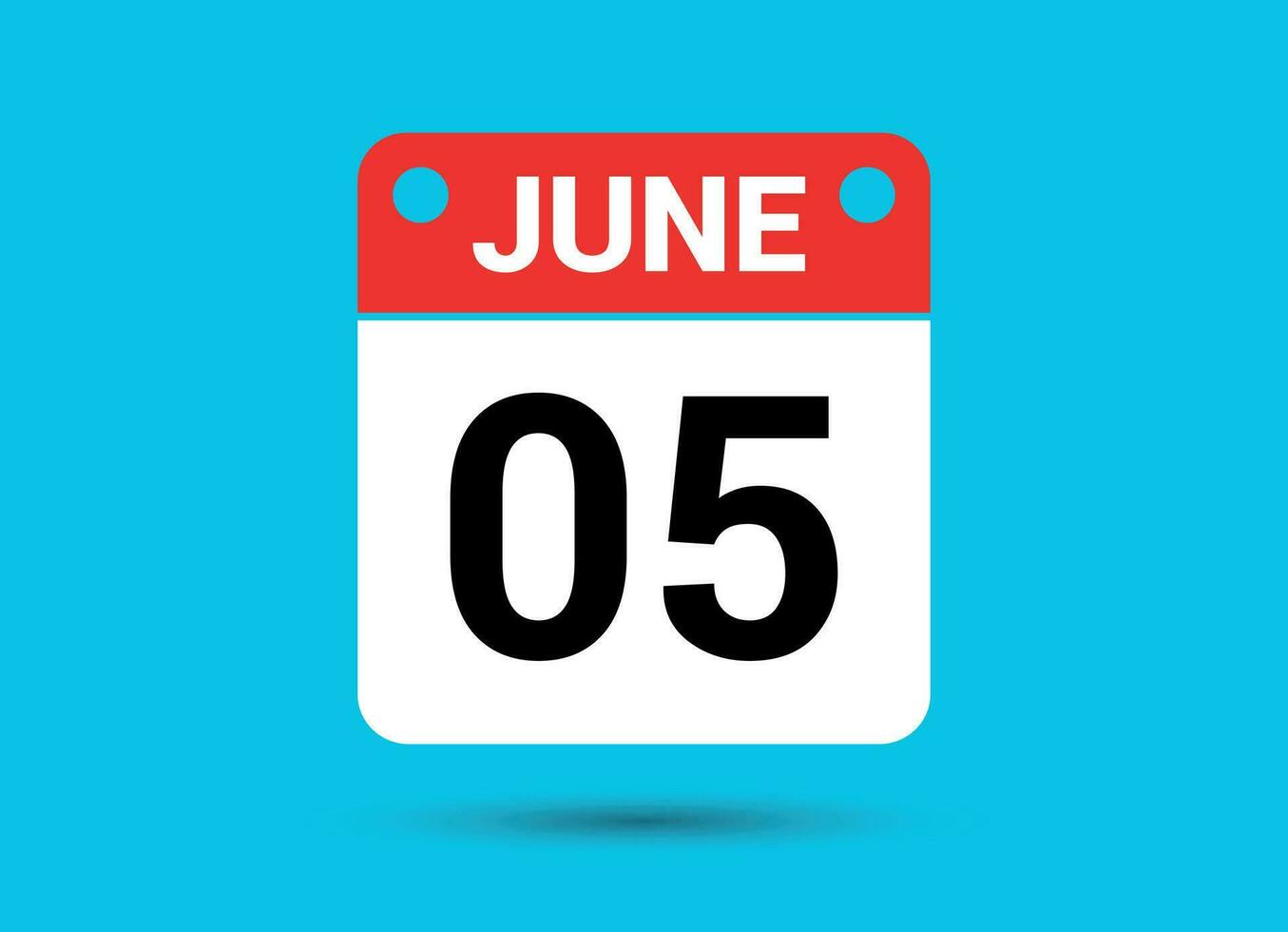 June 5 Calendar Date Flat Icon Day 5 Vector Illustration