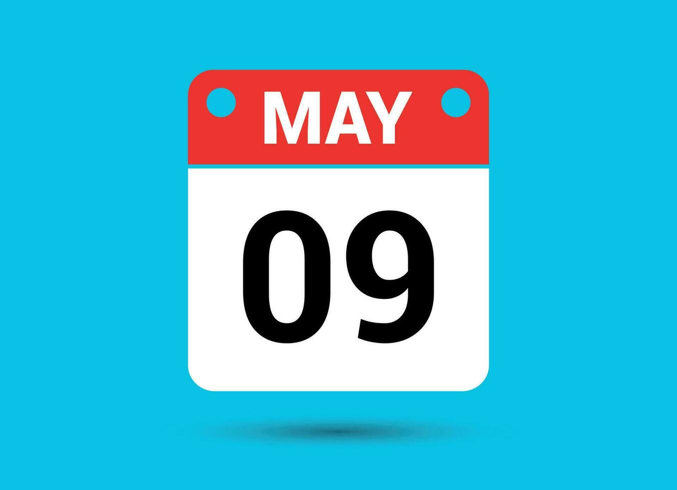 May 9 Calendar Date Flat Icon Day 9 Vector Illustration