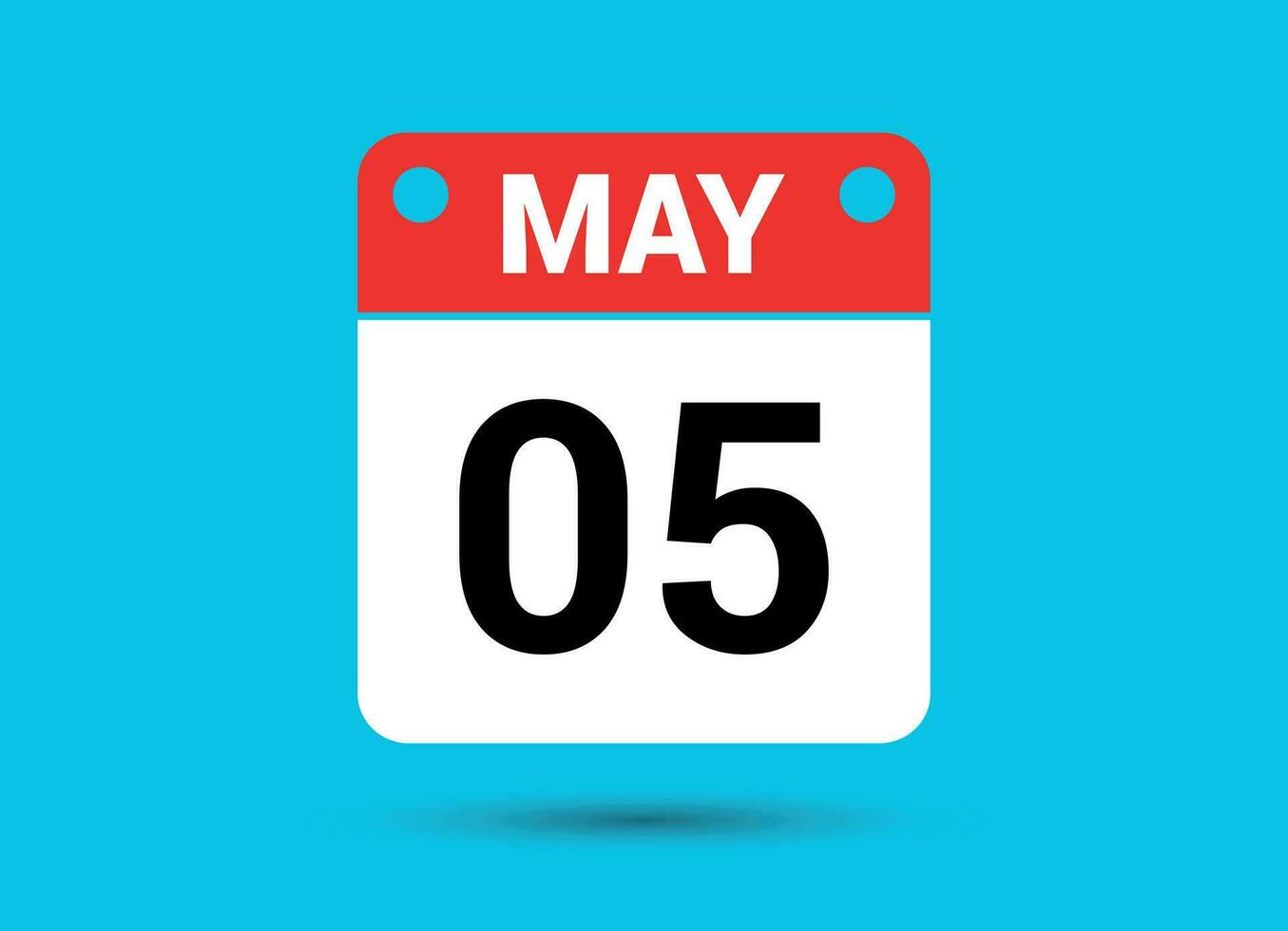 May 5 Calendar Date Flat Icon Day 5 Vector Illustration