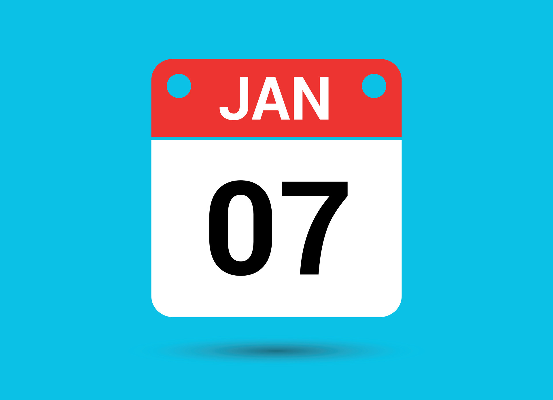 January 7 Calendar Date Flat Icon Day 7 Vector Illustration 34900131
