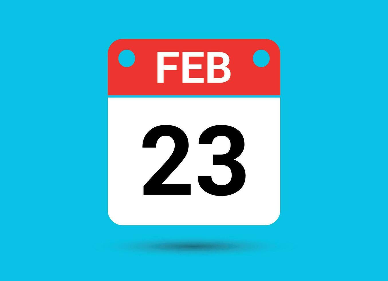 February 23 Calendar Date Flat Icon Day 23 Vector Illustration