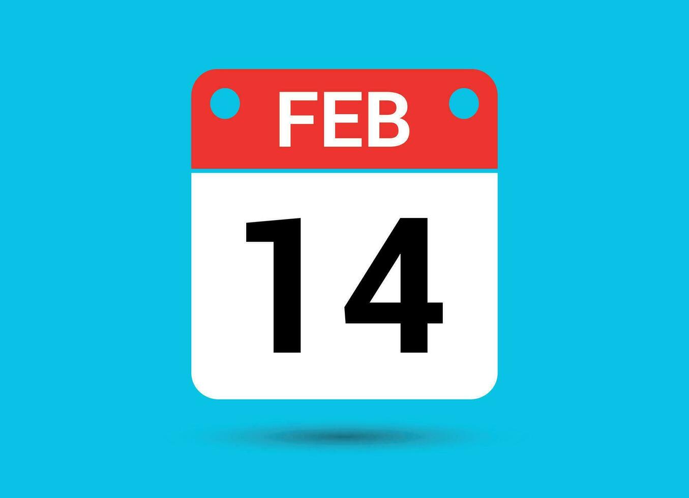 February 14 Calendar Date Flat Icon Day 14 Vector Illustration