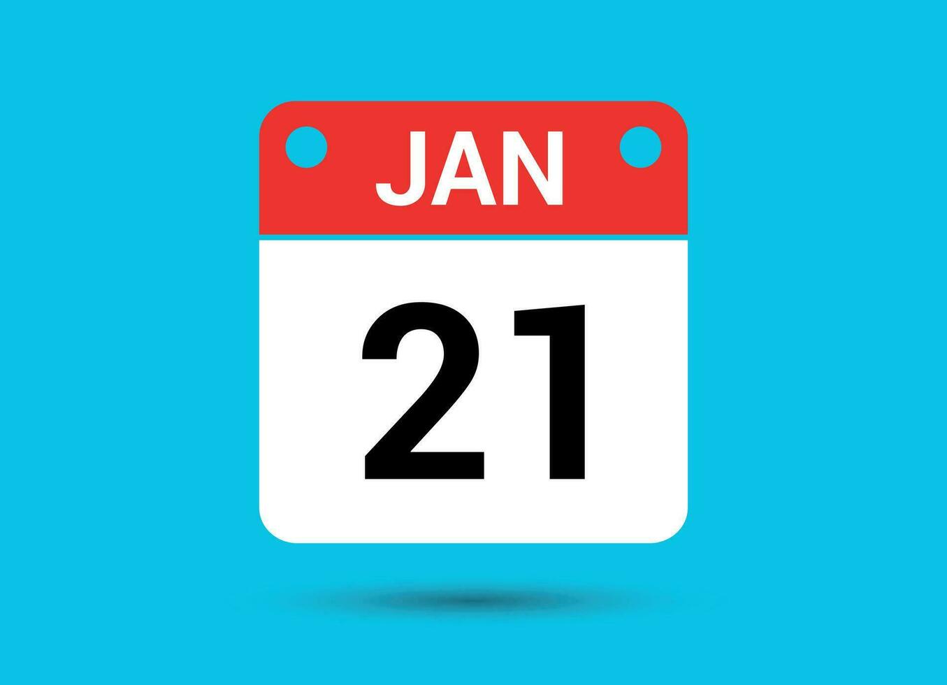 January 21 Calendar Date Flat Icon Day 21 Vector Illustration