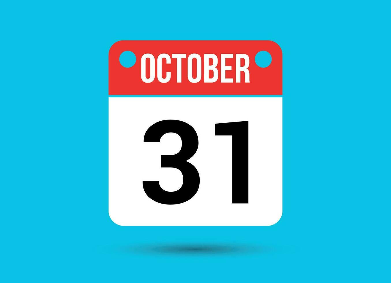 October 31 Calendar Date Flat Icon Day 31 Vector Illustration