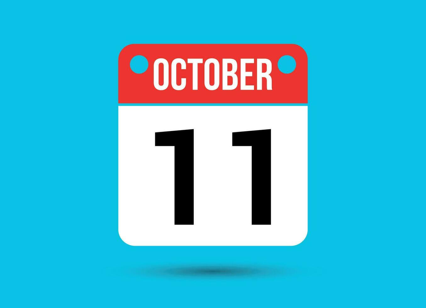 October 11 Calendar Date Flat Icon Day 11 Vector Illustration