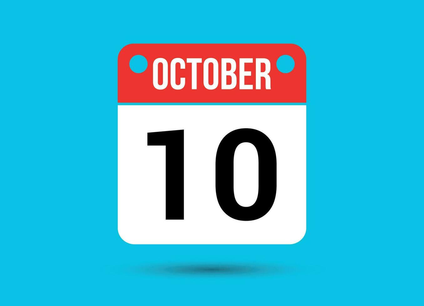 October 10 Calendar Date Flat Icon Day 10 Vector Illustration