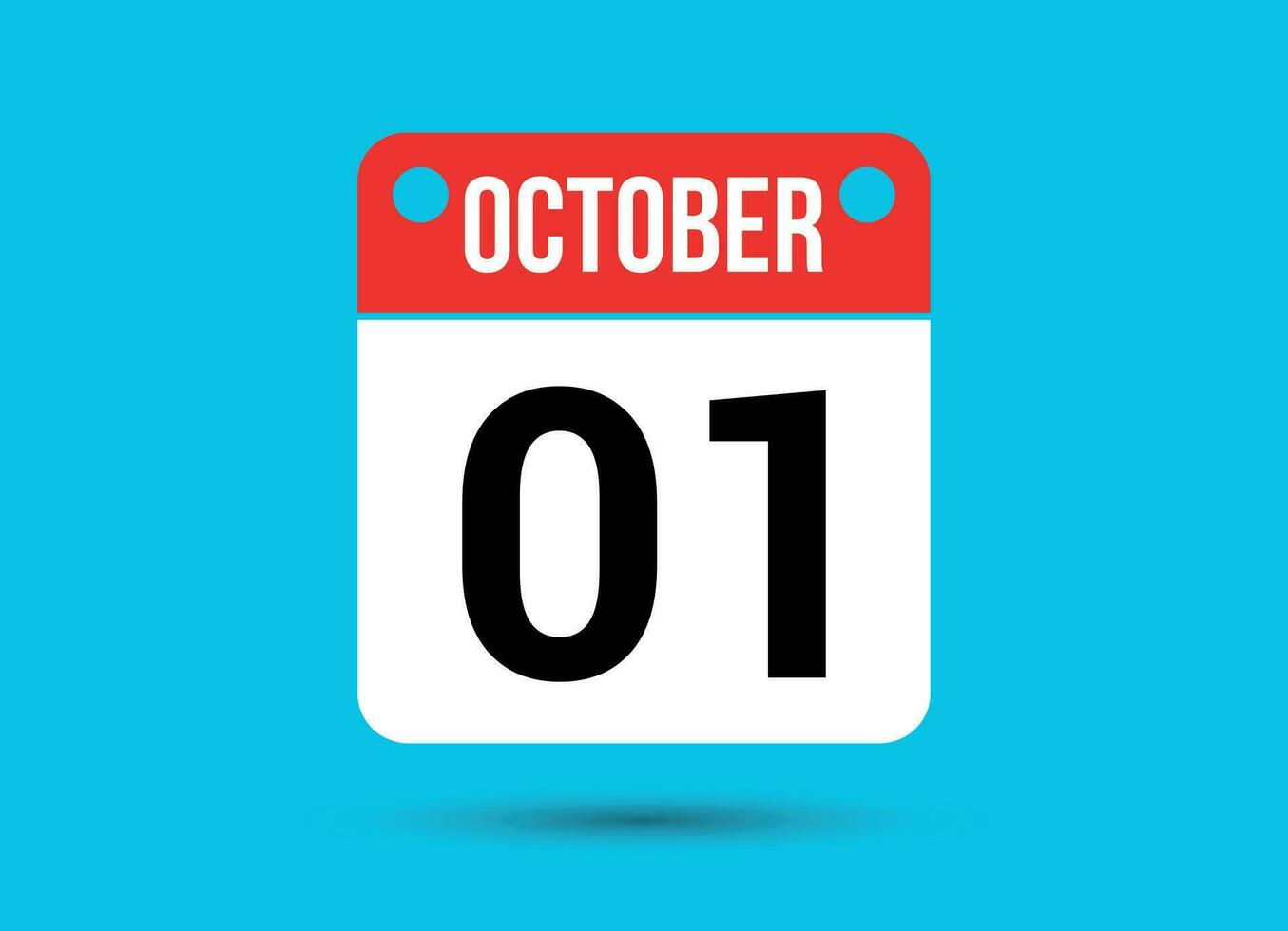 October 1 Calendar Date Flat Icon Day 1 Vector Illustration