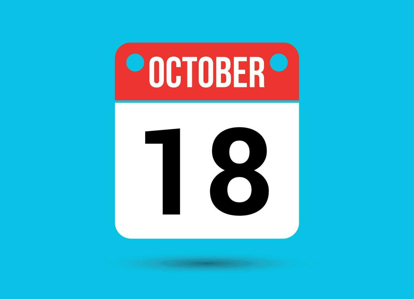 October 18 Calendar Date Flat Icon Day 18 Vector Illustration