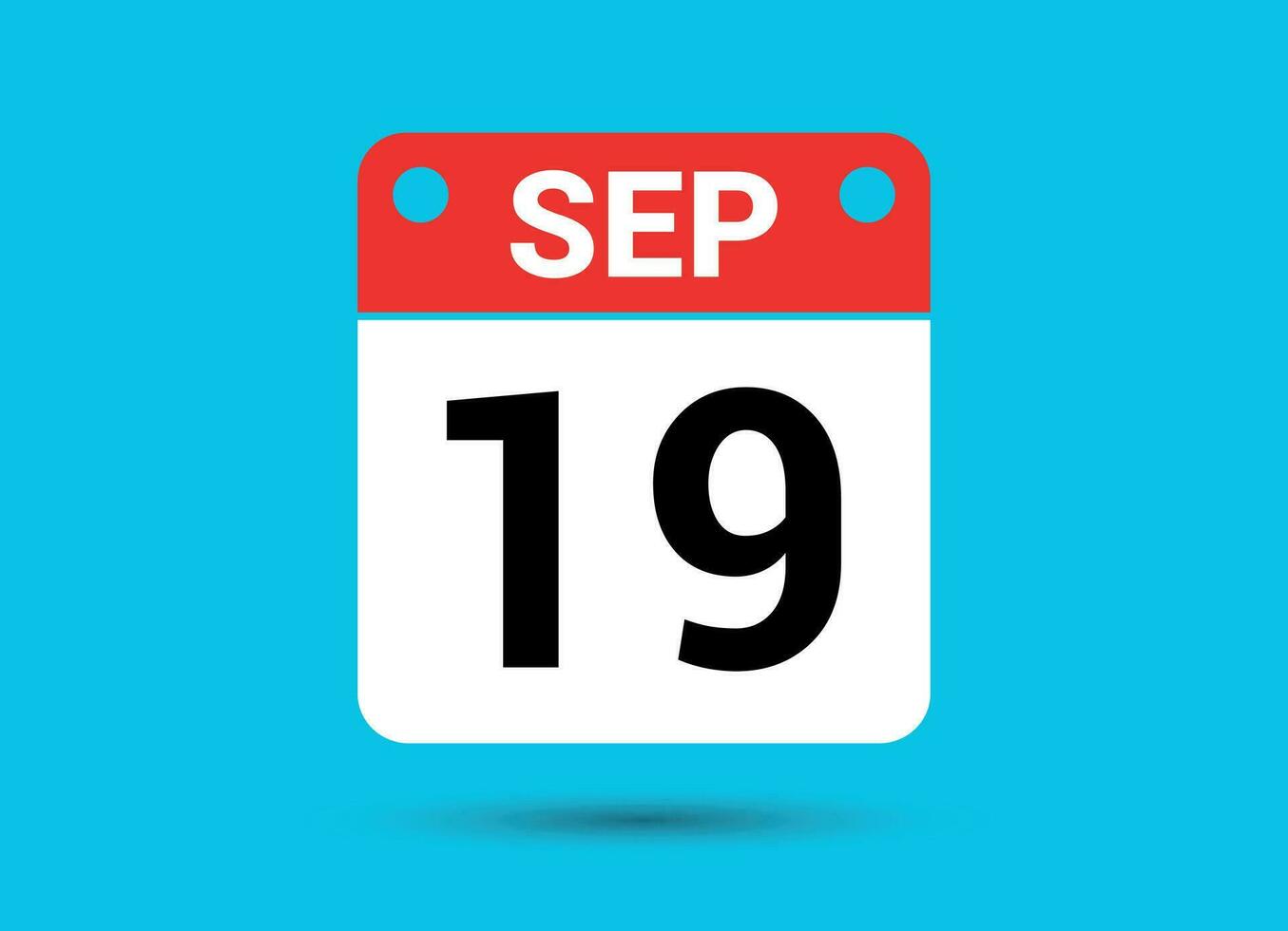 September 19 Calendar Date Flat Icon Day 19 Vector Illustration