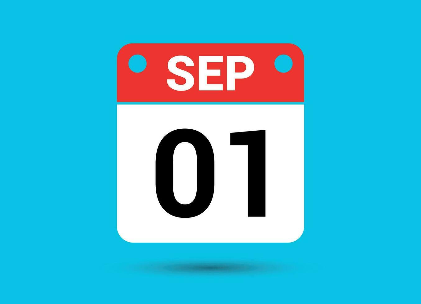septiembre 1 calendario fecha plano icono día 1 vector ilustración