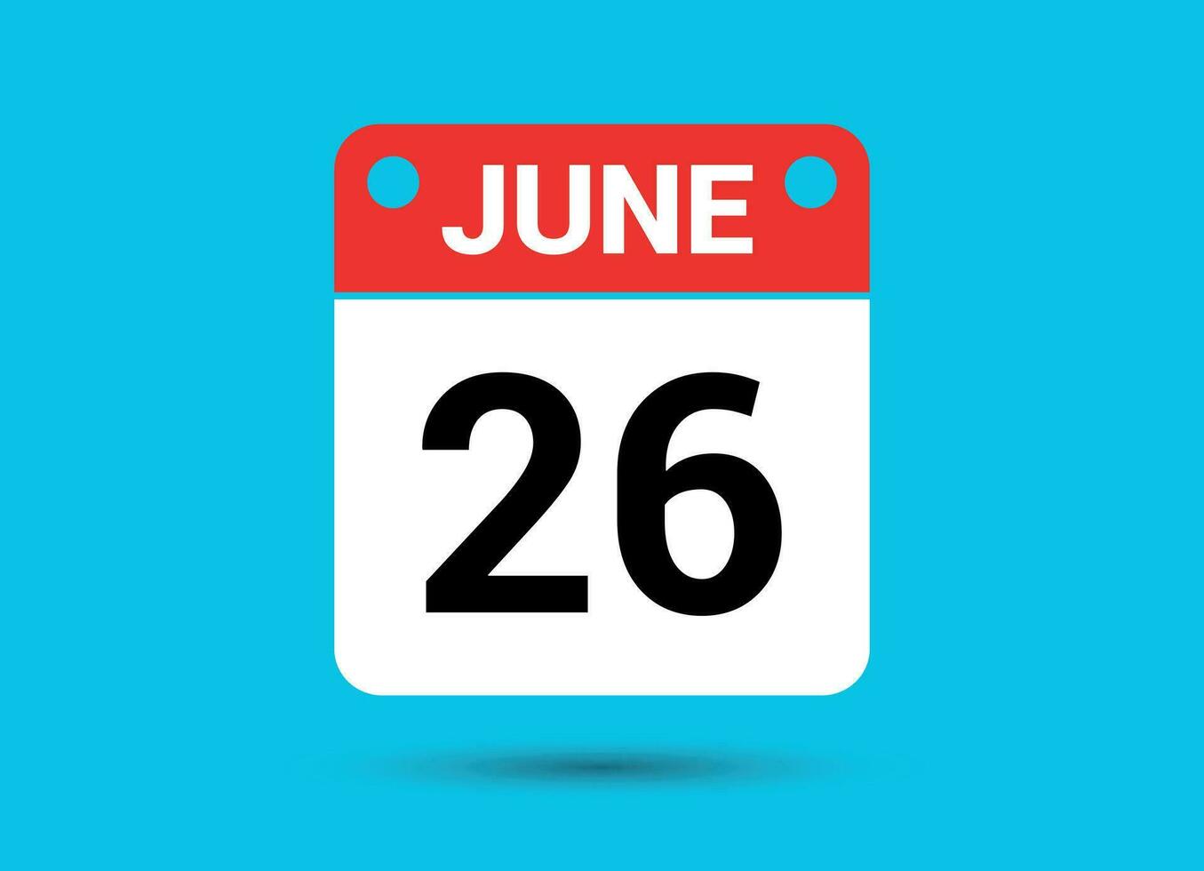 June 26 Calendar Date Flat Icon Day 26 Vector Illustration