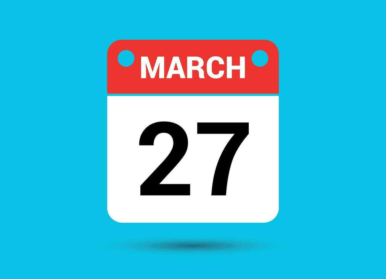 March 27 Calendar Date Flat Icon Day 27 Vector Illustration