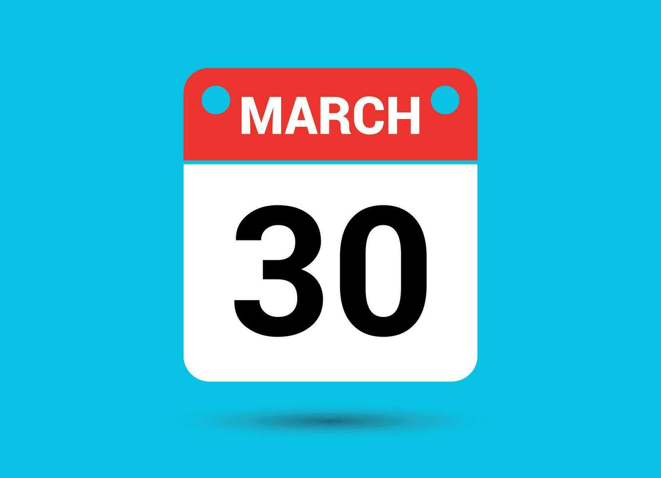 March 30 Calendar Date Flat Icon Day 30 Vector Illustration