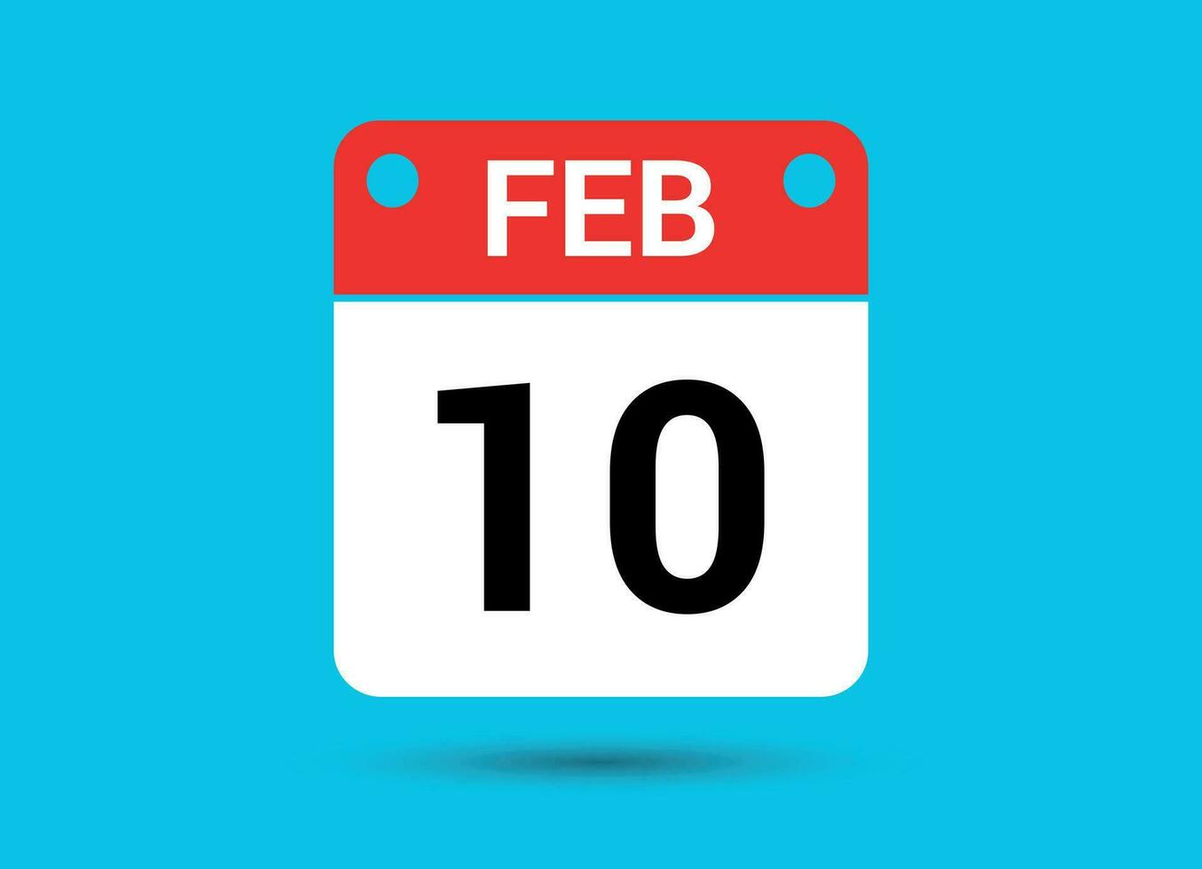 February 10 Calendar Date Flat Icon Day 10 Vector Illustration