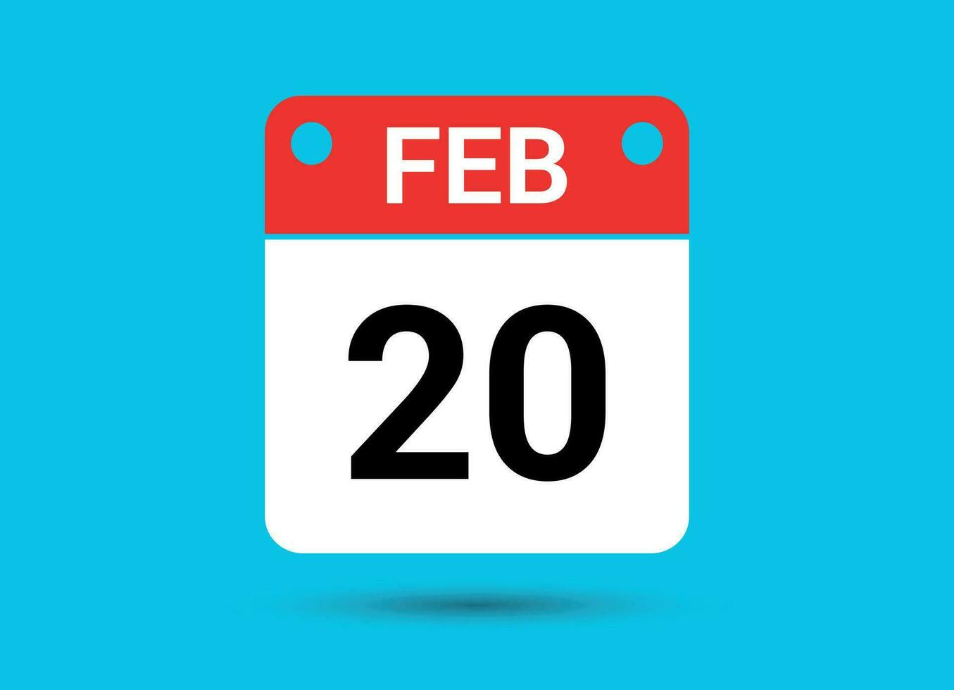February 20 Calendar Date Flat Icon Day 20 Vector Illustration