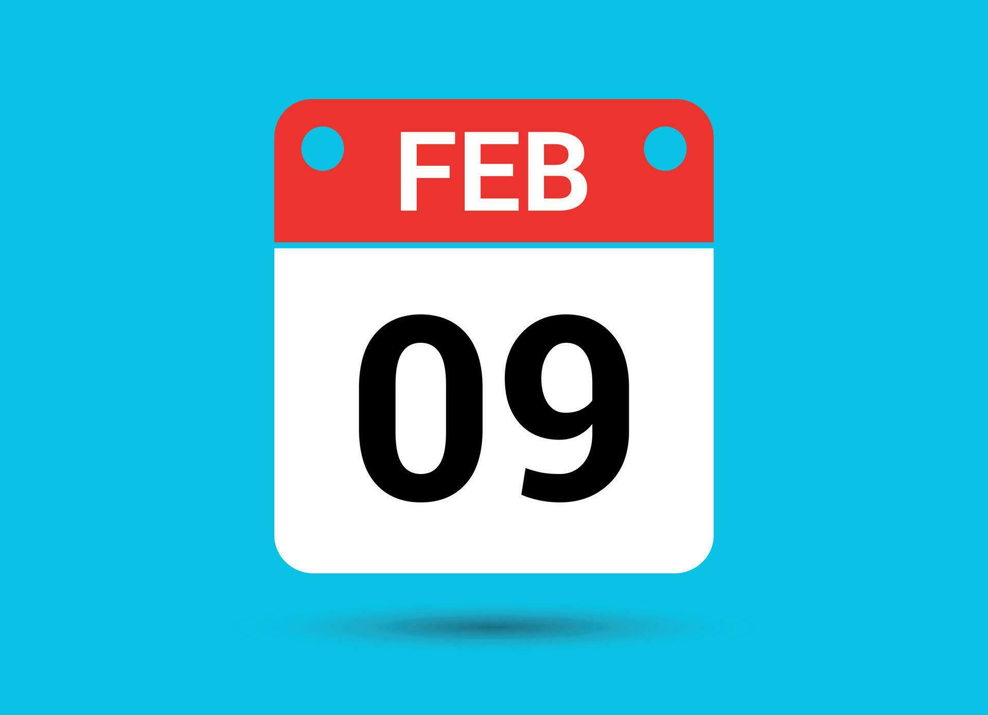 February 9 Calendar Date Flat Icon Day 9 Vector Illustration 34900312 february-9-calendar-date-flat-icon-day-9-vector-illustration-34900312