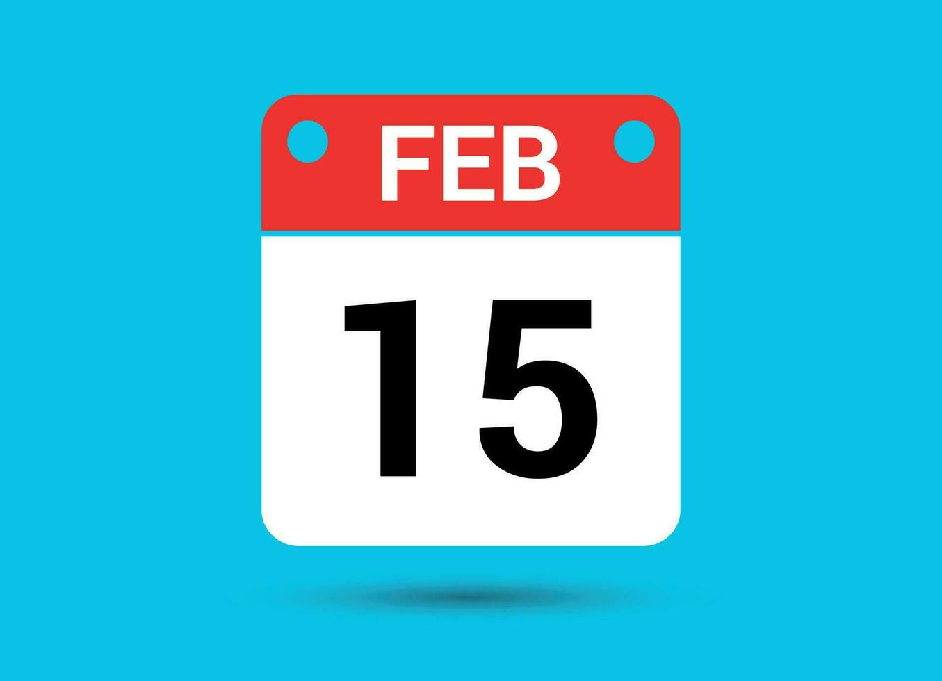 February 15 Calendar Date Flat Icon Day 15 Vector Illustration