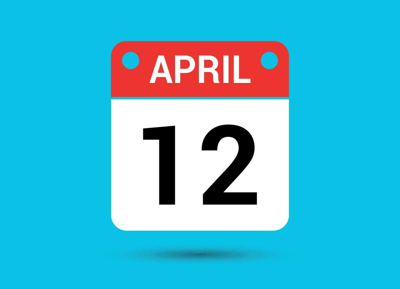 April 12 Calendar Date Flat Icon Day 12 Vector Illustration