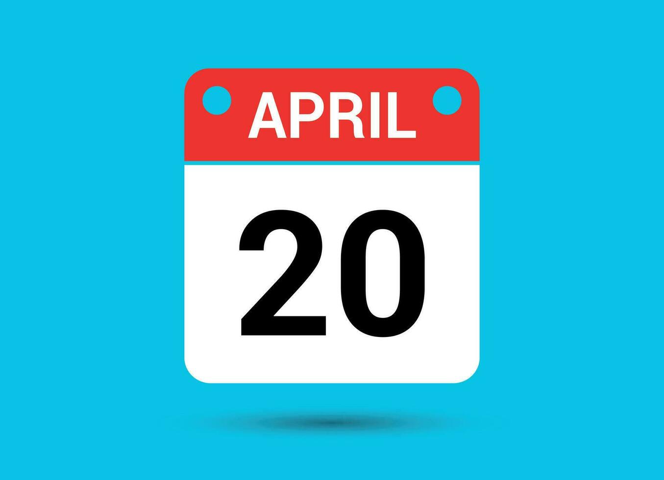 April 20 Calendar Date Flat Icon Day 20 Vector Illustration