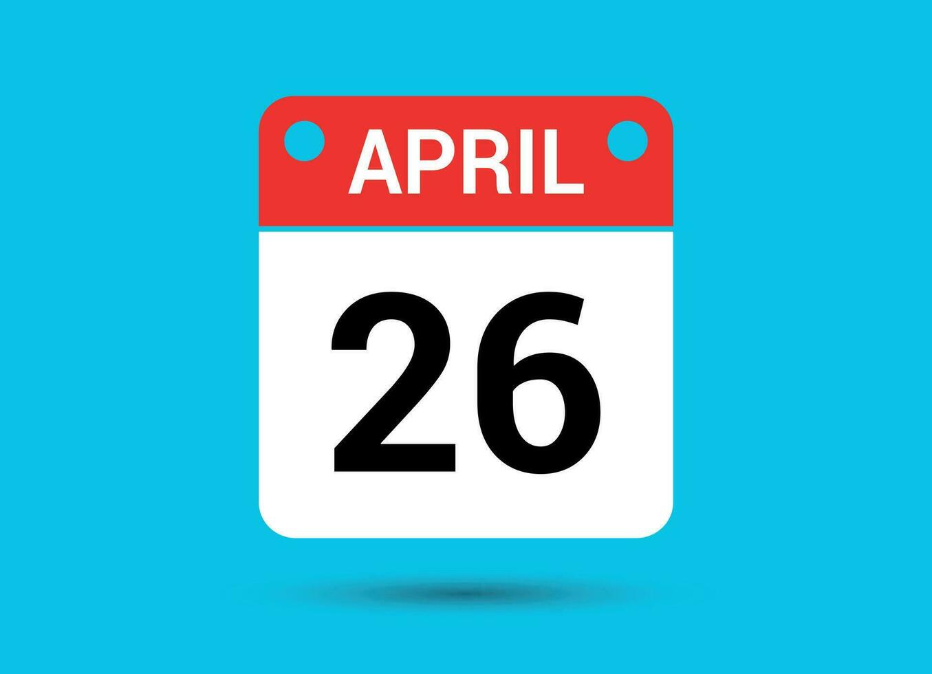 April 26 Calendar Date Flat Icon Day 26 Vector Illustration