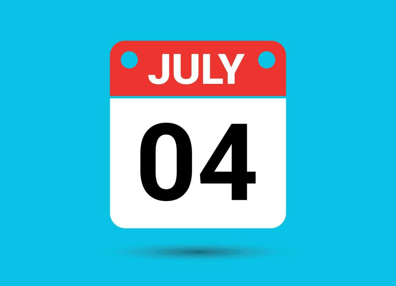 July 4 Calendar Date Flat Icon Day 4 Vector Illustration