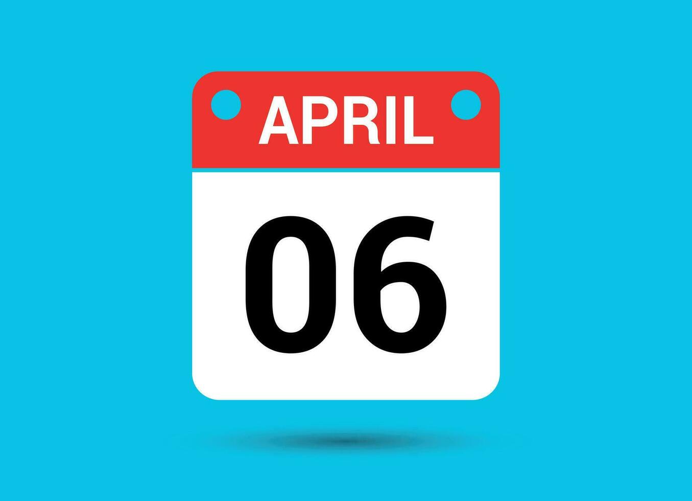 April 6 Calendar Date Flat Icon Day 6 Vector Illustration