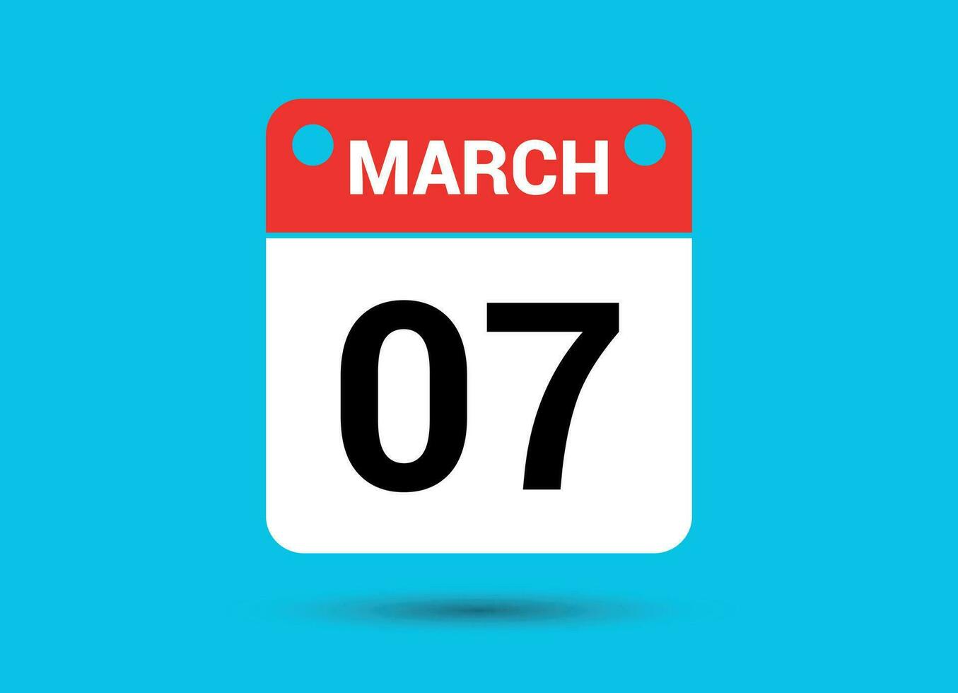 March 7 Calendar Date Flat Icon Day 7 Vector Illustration 34900374