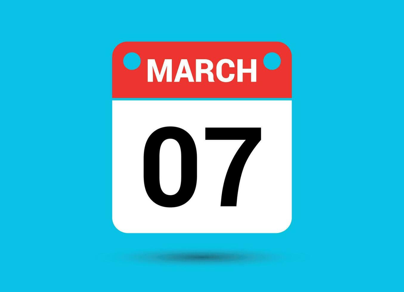 March 7 Calendar Date Flat Icon Day 7 Vector Illustration