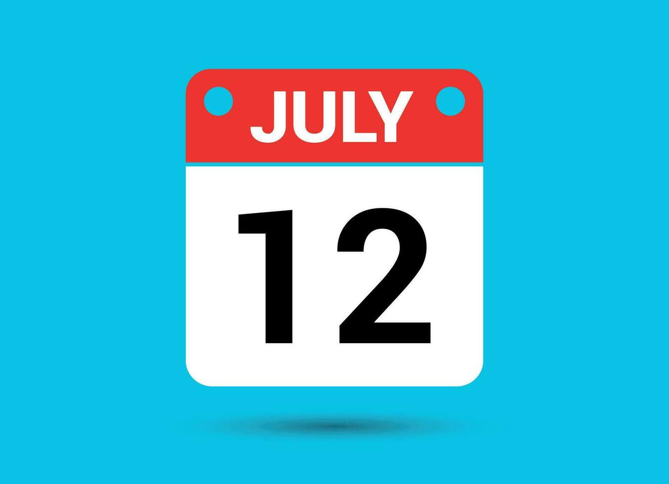 July 12 Calendar Date Flat Icon Day 12 Vector Illustration