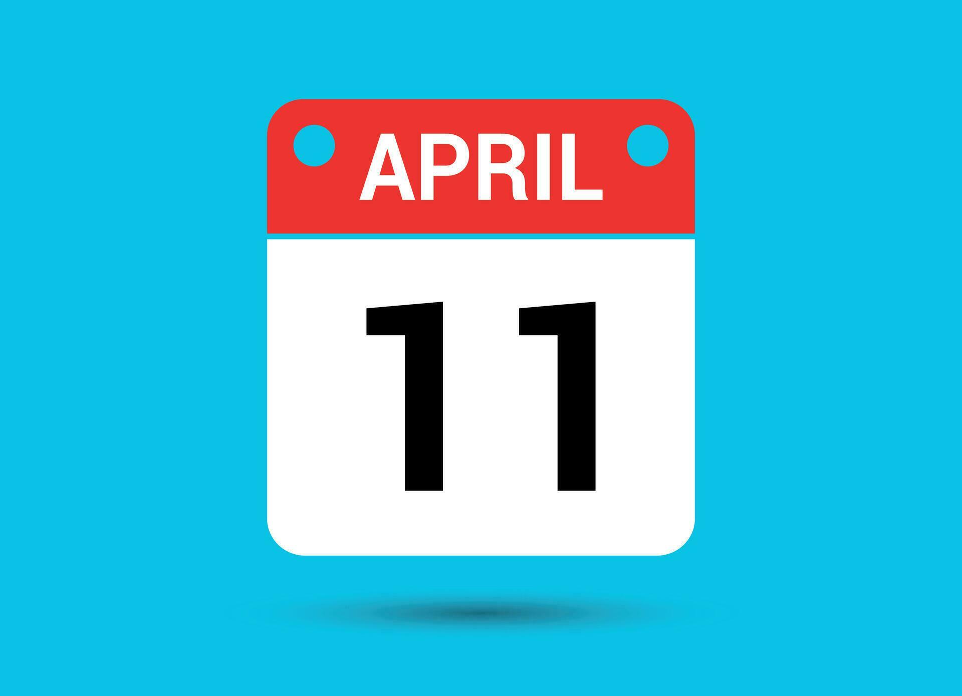April 11 Calendar Date Flat Icon Day 11 Vector Illustration 34900384