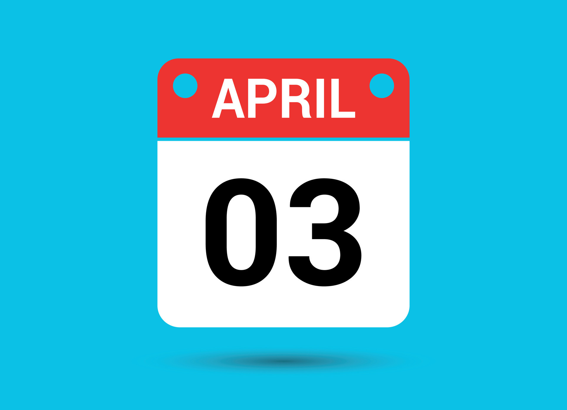 April 3 Calendar Date Flat Icon Day 3 Vector Illustration 34900388