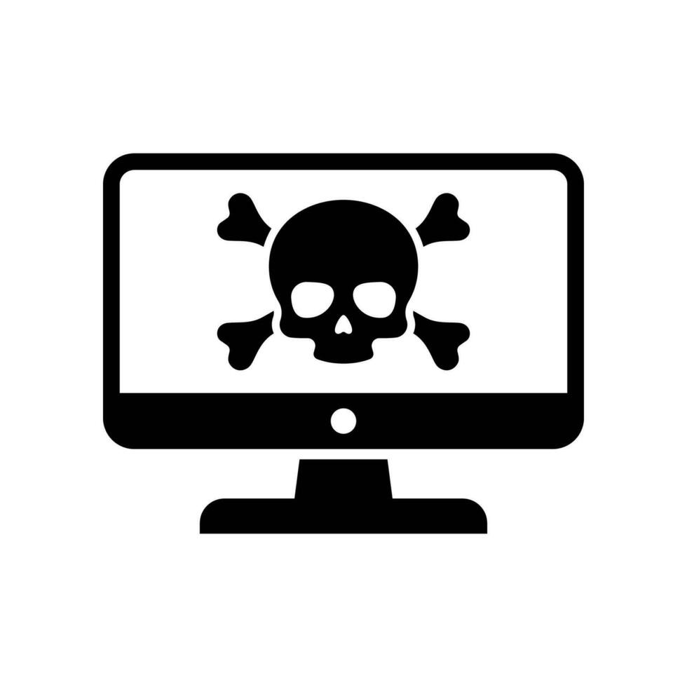 Computer virus icon isolated on white background. Computer virus, danger icon. vector
