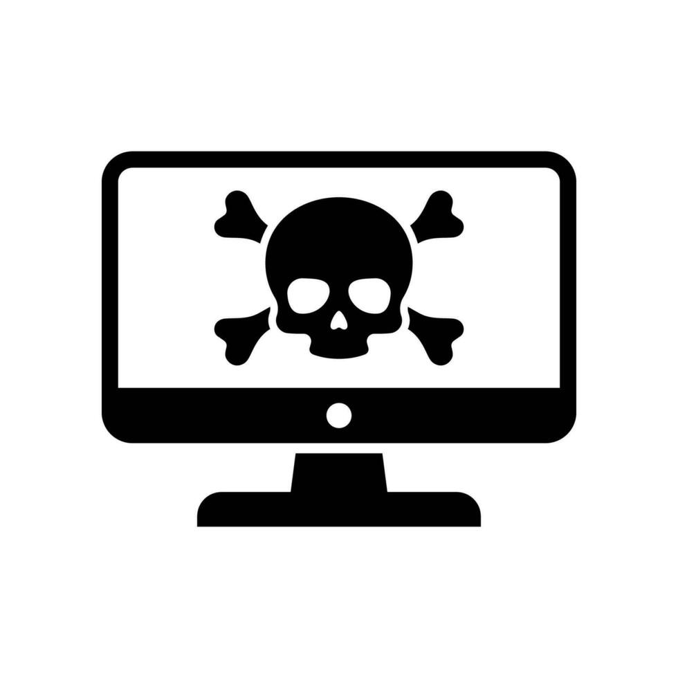 Computer virus icon isolated on white background. Computer virus, danger icon. vector