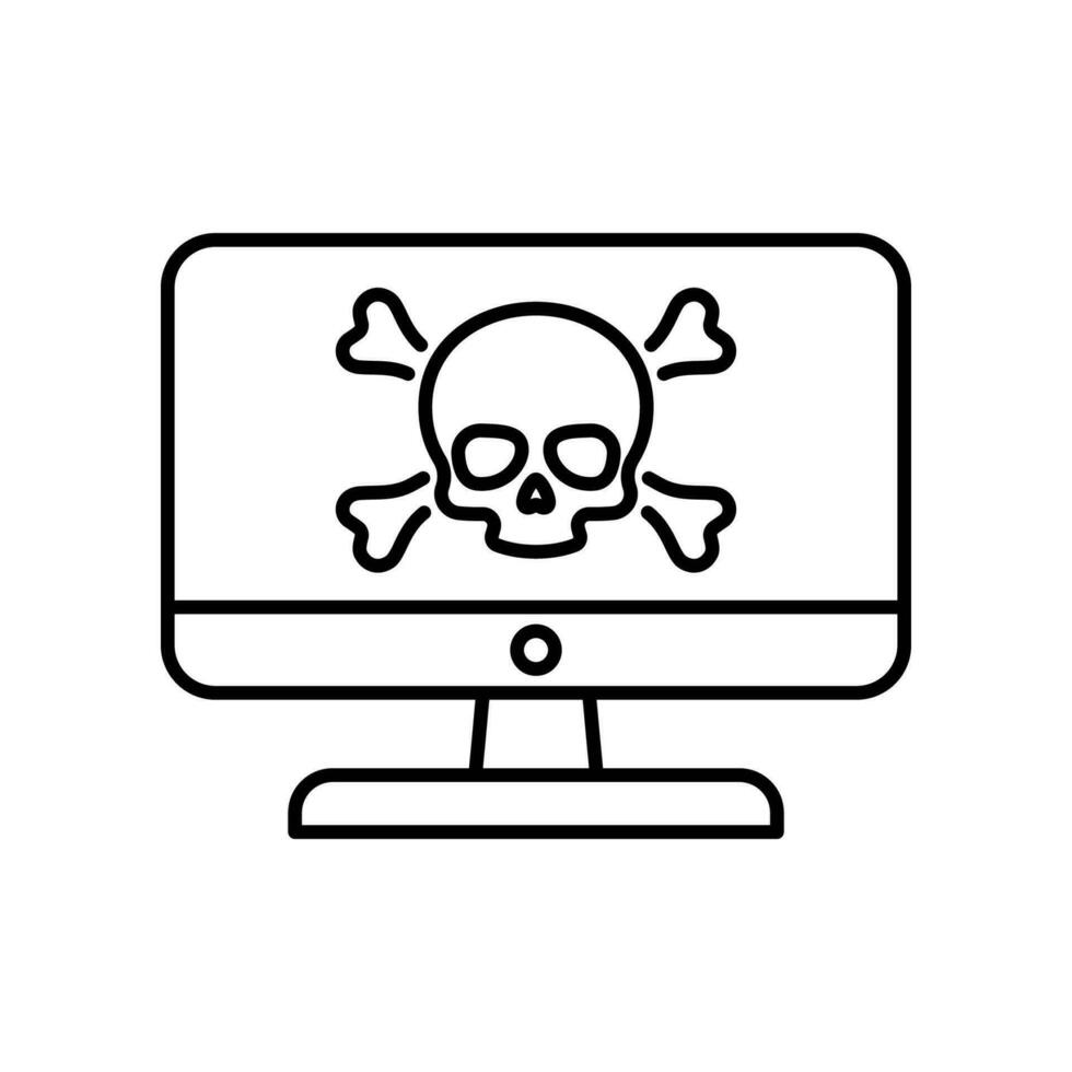Computer virus icon isolated on white background. Computer virus, danger icon. vector