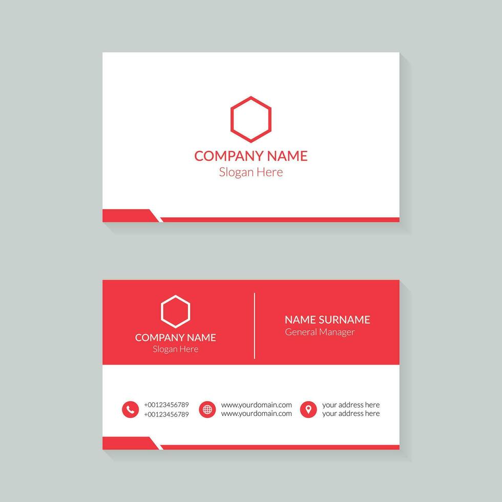 Business card design template. Red and White color creative and clean business card concept design vector