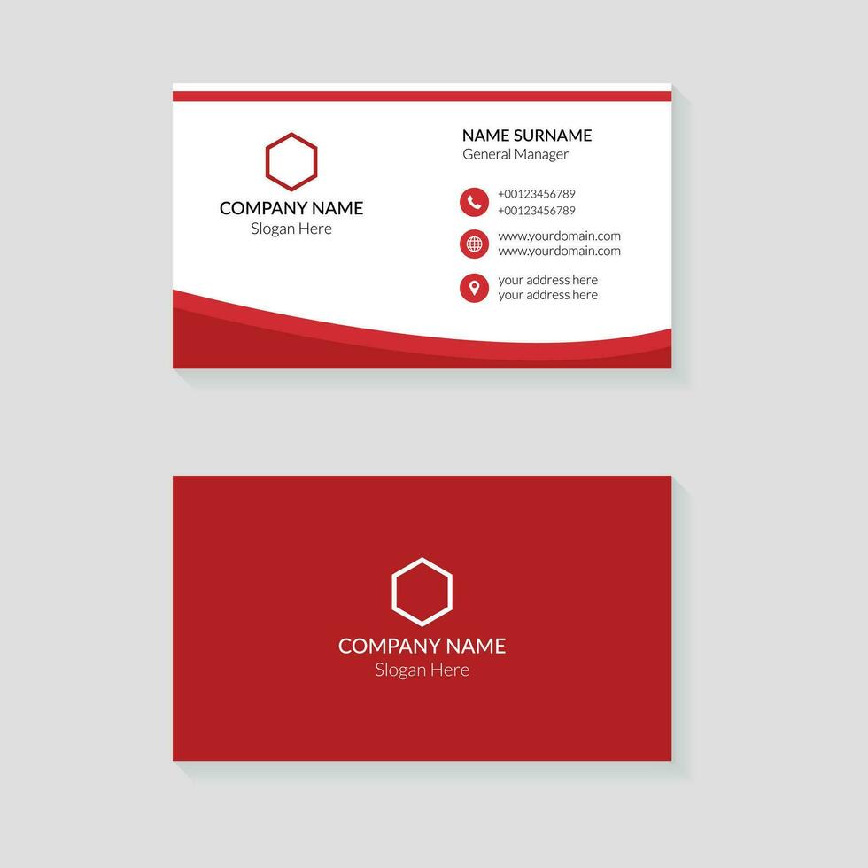 Business card design template. Red color creative and clean business card concept design vector