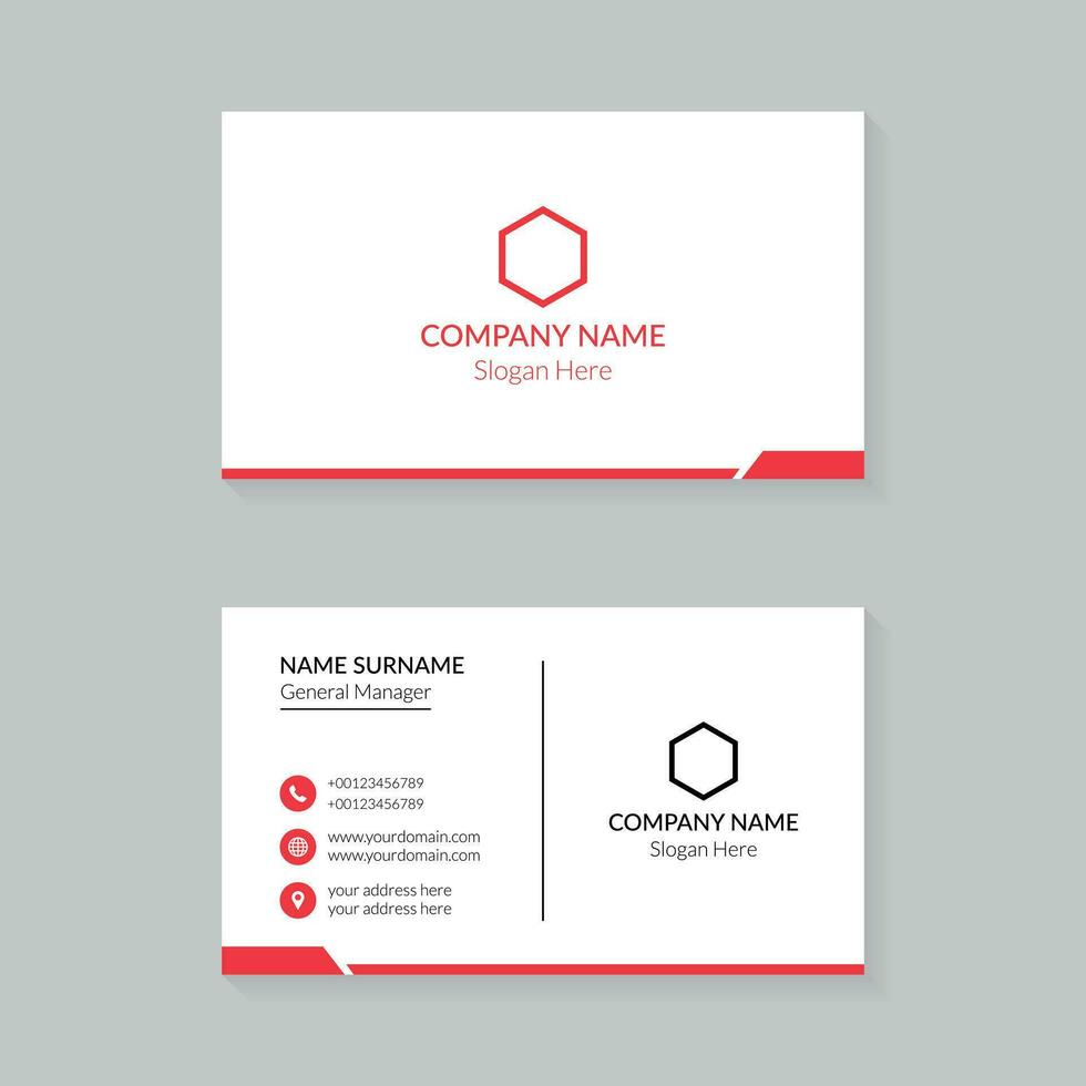 Business card design template. Red and White color creative and clean business card concept design vector