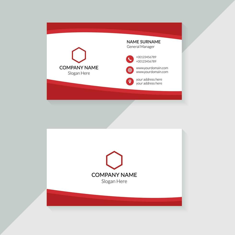 Business card design template. Red color creative and clean business card concept design vector